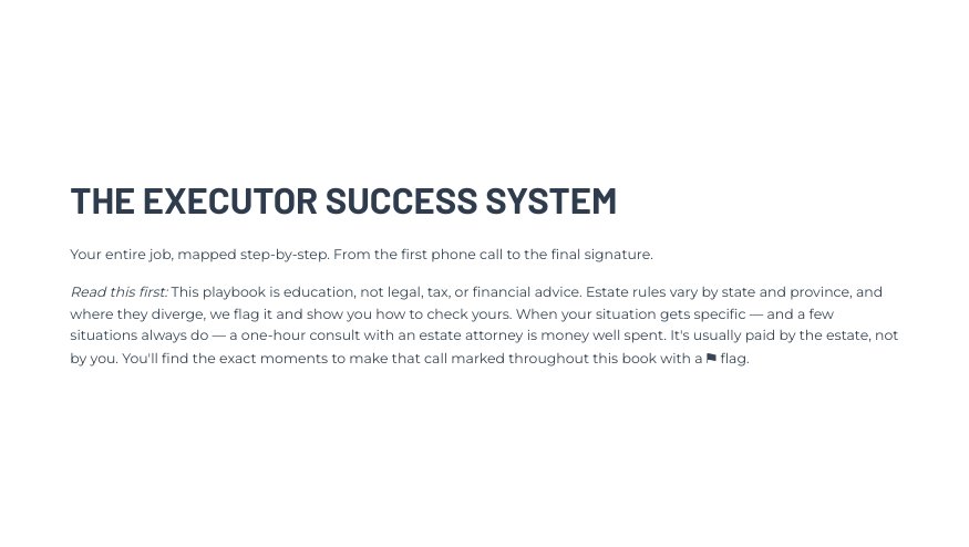 The Executor Success System — cover page